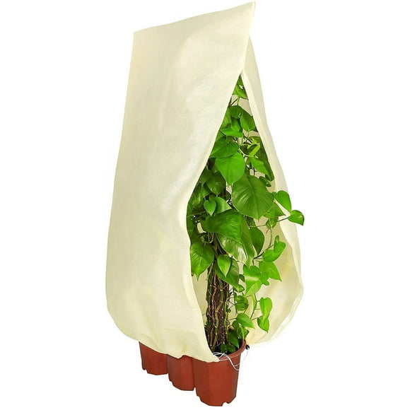 120 * 180cm Plant Cover, Plant Protective Cover, Plant Frost Cover Reusable Wintering Cover Anti-Frost Drawstring Zipper Non-Woven