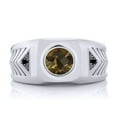thumbnail image 2 of Gem Stone King Men's 925 Sterling Silver Checkerboard Brown Smoky Quartz and Black Diamond Ring (1.83 Cttw, Gemstone Birthstone, Available in Size 7, 8, 9, 10, 11, 12, 13), 2 of 2
