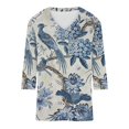 thumbnail image 4 of Plus Size Summer Tops 2023 Women Fashion Printed T-shirt 3/4 Sleeves Blouse V-Neck Casual Tunic Up to 65% off, 4 of 5