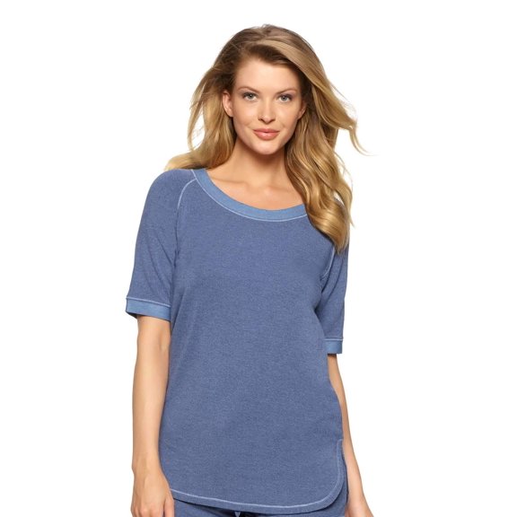 Felina | Jamie Terry Scoop Neck Raglan | Womens Top (Blue, X-Large)