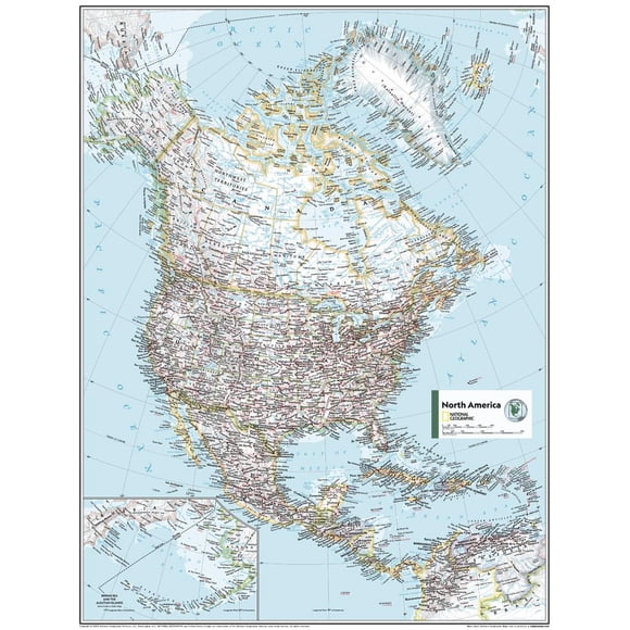 National Geographic Maps: North America Political Wall Map - Compact - 16.25 x 21.5 inch Poster - Front Lamination