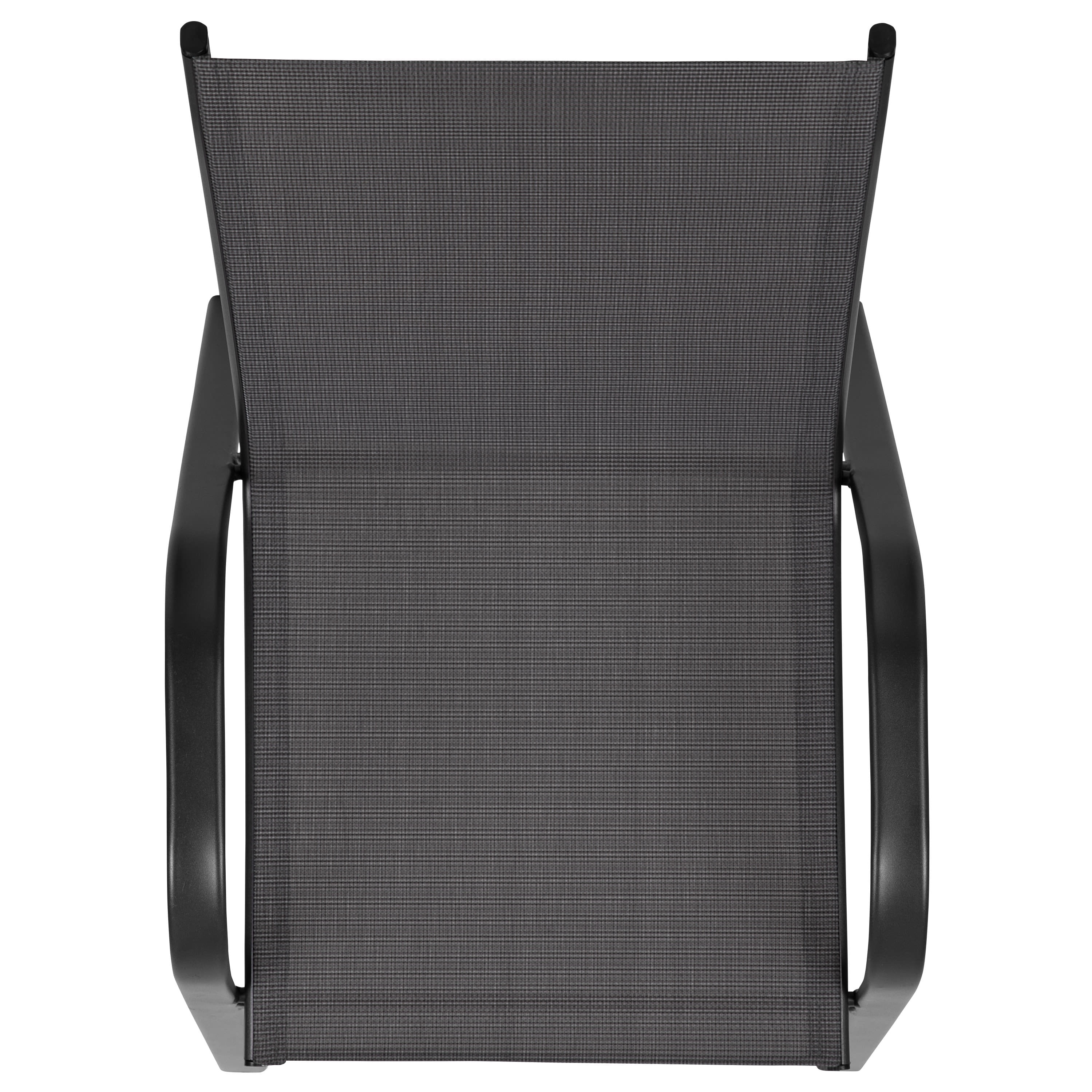 Merrick Lane Set of 4 Metal Stacking Patio Chairs with Black Flex Comfort Material