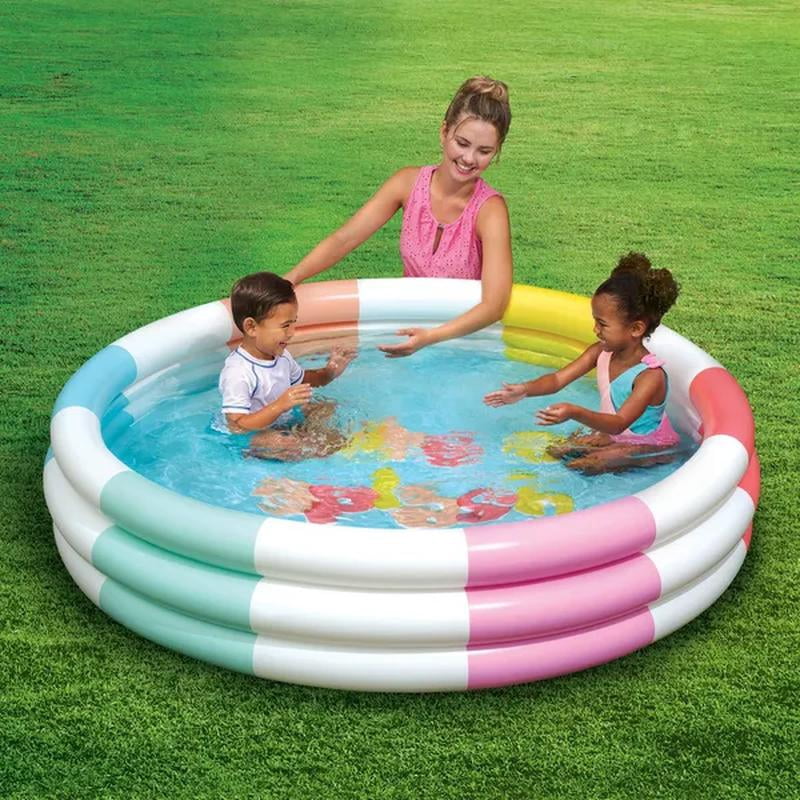 Colorful 3-Ring Inflatable Swimming Pool, Round, Unisex