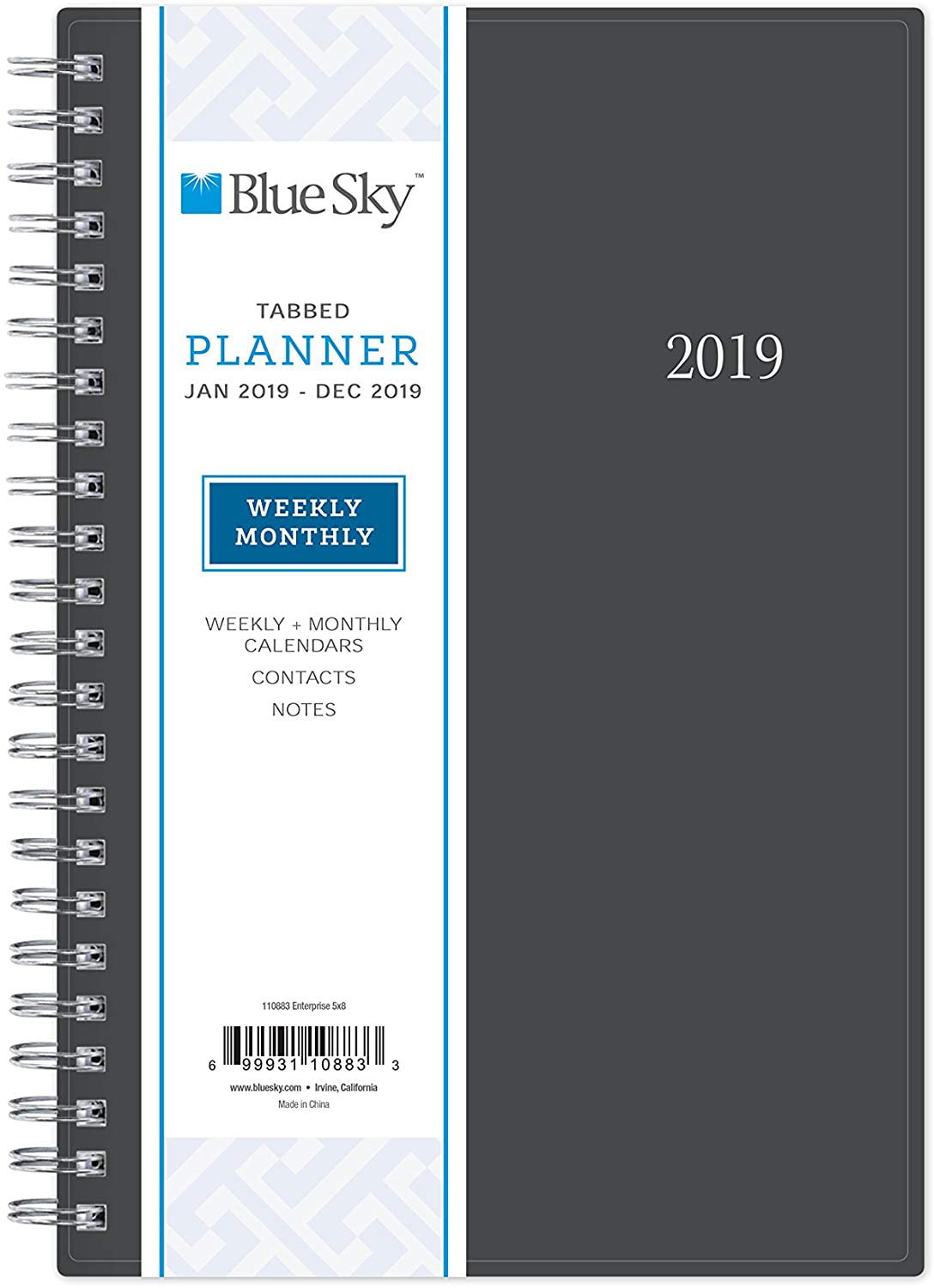 Simple Design Inspires Productivity Twin-Wire Binding 8.5 x 11.5 Hourly Appointment Book with Flexible Cover Inamio 2019 Weekly Planner and Monthly Planner 