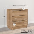 thumbnail image 5 of Prepac Simply Modern Nightstand Bedside Table, Natural Oak Nightstand for Bedroom, End Table with 3 Drawers 26.5" W x 26.75" H x 16" D, ODNR-1803-1, 5 of 14
