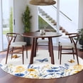 thumbnail image 4 of Spring Flowers Round Area&nbsp;Rug 5ft Watercolor Blue Yellow Lavender Daisy Floral Butterfly Non-Slip&nbsp;Washable Circle Rugs Soft Felt Indoor Floor Mat for Bedroom Kitchen Living Room Bathroom, 4 of 9