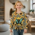 thumbnail image 4 of Xixirimido Sunflower Butterfly Leopard Pattern Girls Long Sleeve Shirts Cute Kids Fashion Crew Neck Tunic Tops Tie-hem Tees for Fall Winter, Size 7-8, 4 of 7