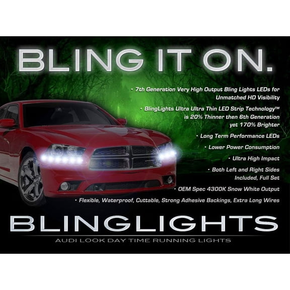 2011-2014 Dodge Charger LED Head Light Strips Kit Day Time Running Lamps