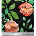 thumbnail image 1 of Soimoi Rayon Fabric Flower & Leaves Watercolor Print Fabric by Yard 42 Inch Wide, 1 of 3