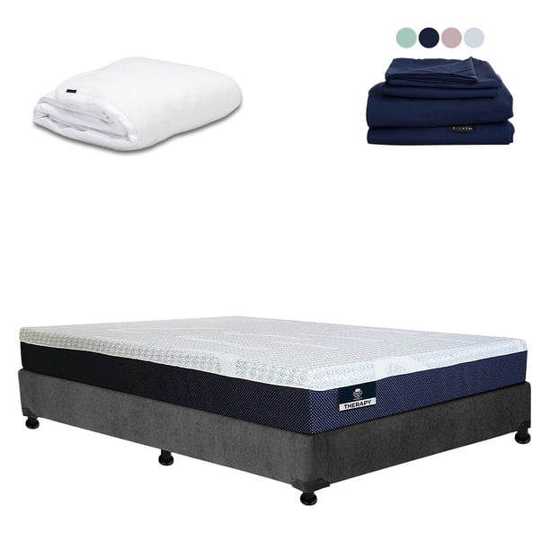 Colchón Matrimonial Therapy + Box + Protector Cloud + Sabanas Softy