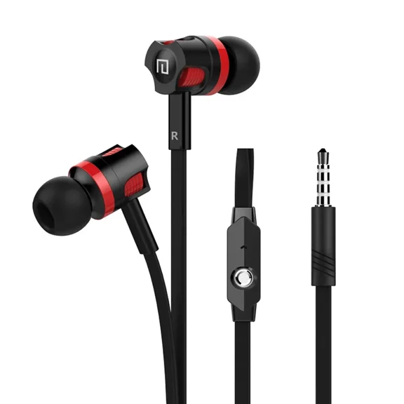 STONEGO Stereo Earphones with Mic - 3.5mm In-Ear Headphones, Deep Bass Earbuds for Sports, Running, and Gym, Noise-Isolating Wired Earphones with Comfortable Fit and Durable Design