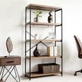 thumbnail image 5 of Spaco Multipurpose Open Bookcase Industrial Rack Wide Standing Storage Shelf-Brown, Tall Bookshelf, Shelves for Living Room, Home Office, Bedroom, Balcony, 5 of 9