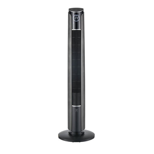 Ventilador de torre digital Avera 42' control 3 velocidades 4 modos de viento color Negro Con laterales titanio