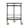 thumbnail image 4 of Christopher Knight Home 32" Modern Round Bar Cart with Locking Casters and Tempered Glass Shelves, Black+Gold, 4 of 12