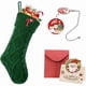 thumbnail image 1 of wonima44 Christmas Stockings with Initials, 18’’ Large Embroidered Monogram Knit Christmas Stocking,Xmas Stocking for Kids, Holiday and Family Stocking for Fireplace or Party Decoration Green Letter T, 1 of 1
