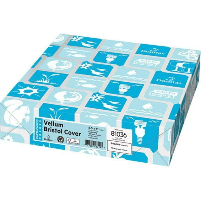 EarthChoice Bristol Multipurpose Cover Stock, 65 lb, 250 /Pack, 8.5 x 11'', White