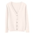 thumbnail image 5 of Garbnen Women Sweaters Cardigan Lightweight Button Down Womens Long Sleeve Sweaters V Neck Open Front Knit Fashion Clothes Beige S, 5 of 5