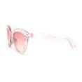 thumbnail image 4 of Girls Child Size Engraved Bling Foil Plastic Round Horn Rim Sunglasses Pink, 4 of 4