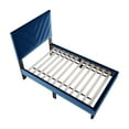 thumbnail image 4 of JERFIT Twin Size Velvet Upholstered Bed with Adjustable Headboard, 12-Slat Support System, Navy Blue Modern Platform Bed Frame, No Box Spring Needed, 4 of 7