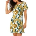 thumbnail image 2 of Fuzoiu Yellow Tulips Print Women Nightgowns, Soft Comfy Lightweight Short Sleeves Sleepwear,Crew Neck Loungewear, 2 of 6