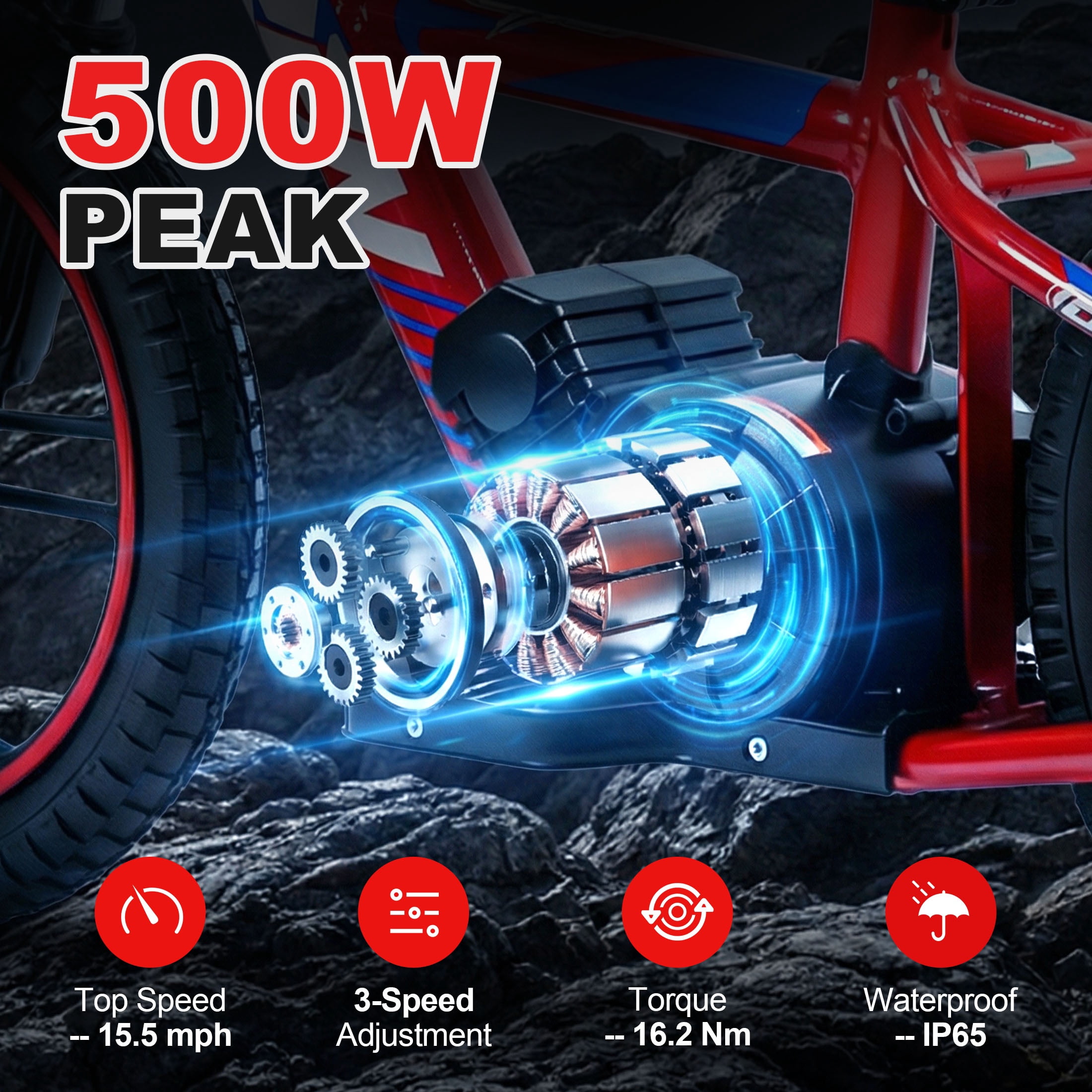 RFZ DNA16 Pro 24V Electric Dirt Bike for Kids Peak 500W Electric Off-Road Motorcycle with Spring Suspension and Disc Brake for Age 3-8