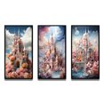 thumbnail image 2 of Designart "Castles curious Wonder Pastel IV" Cityscapes Framed Wall Art Set Of 3 - Multi-Color Castles Frame Canvas Set For Living Room Decor, 2 of 6
