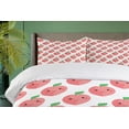 thumbnail image 3 of Ambesonne Peach Duvet Cover Set, Kawaii Smiling Fruit Cartoon, 2-Calking, Pastel Pink White Green, 3 of 6