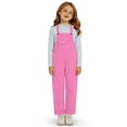 thumbnail image 4 of ZLBDYG Baggy Bib Overall for Girls Straight Leg Jumpsuit Wide Leg Suspender Pants Preppy Solid Pocket Dungarees Pants, 4 of 7