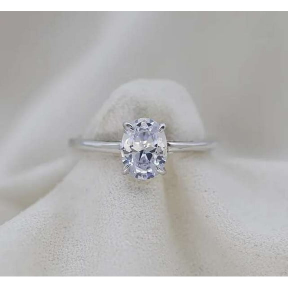 vylahjewellery 14K Yellow Gold Solitaire Ring 1 Ct Oval Cut Diamond Wedding Promise Ring for Her