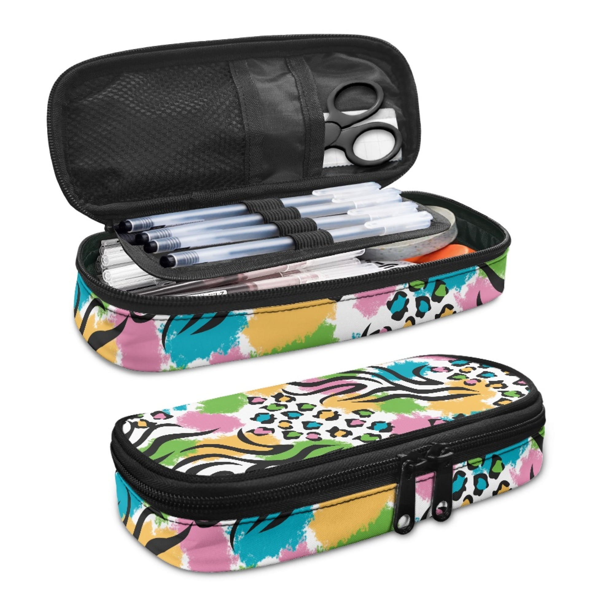 ZOCAVIA Colorful Leopard Print Pencil Case Pencil Pouche with Zipper