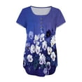 thumbnail image 5 of Jophufed Women Tunic Tops Fashion V-Neck Floral Printed Buttons Short Sleeve T-shirt Casual Dressy Blouses Gifts, 5 of 6