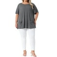 thumbnail image 2 of Agnes Orinda Women's Plus Size Casual Top Crew Neck Short Sleeve Solid Summer Blouses with Pockets 1X Grey, 2 of 6