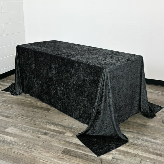 YOUR CHAIR COVERS - 90 x 132 Inch Rectangular Crushed Velvet Tablecloth for Weddings, Quinceanera, Events or Baby Shower - Black