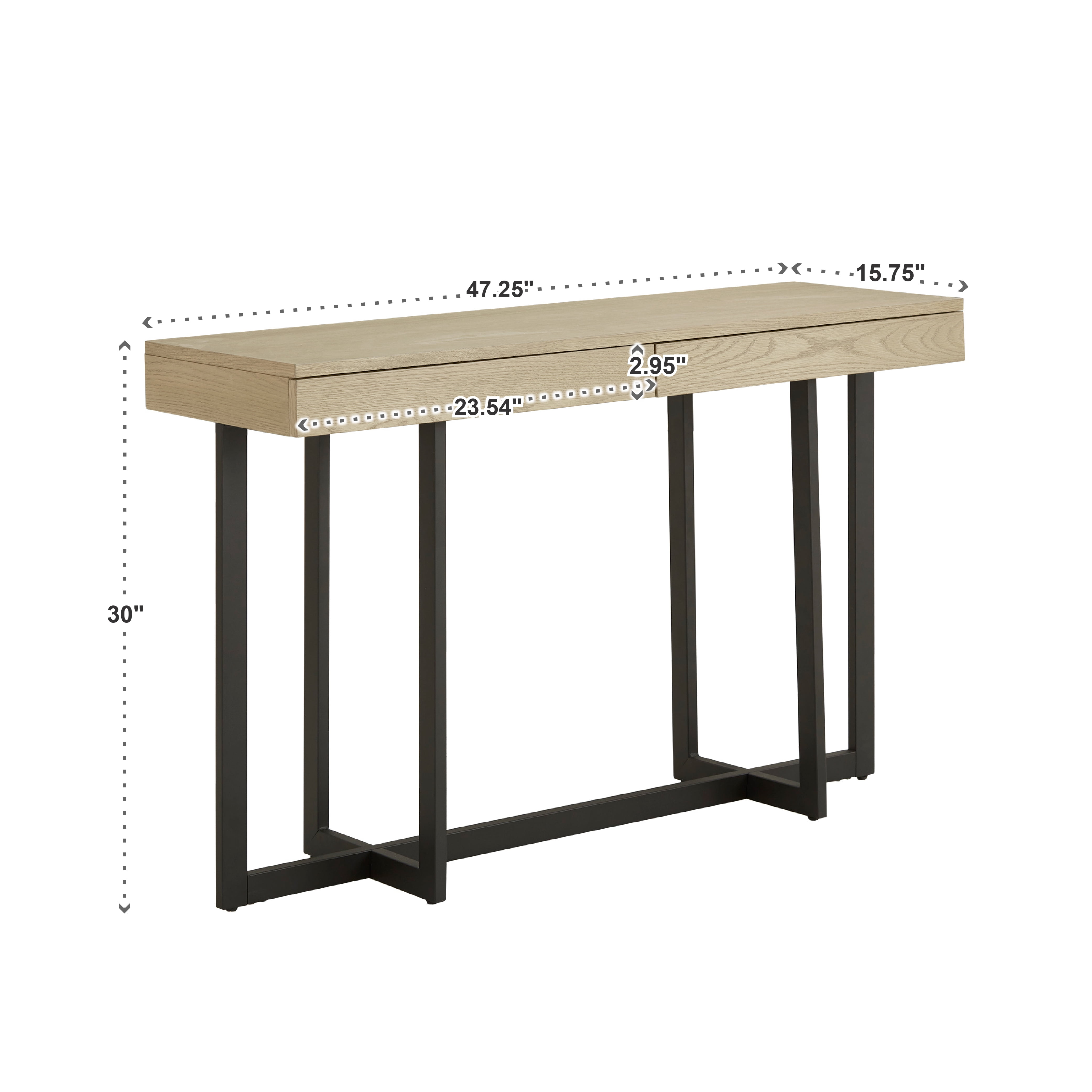 Weston Home Nadian Wood and Metal Console Table, Ivory