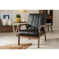 thumbnail image 5 of Baxton Studio Nikko Mid-century Modern Scandinavian Style Black Faux Leather Wooden Lounge Chair, 5 of 5