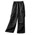 thumbnail image 4 of RMGVDSD Kids Boys Cargo Pants Boys Baggy Cargo Pants Wide Leg Pants Loose Elastic Waist Cargo Trousers Kids Regular Fit Trousers 4-5 Years/Black, 4 of 6