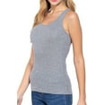 thumbnail image 4 of Women's 2 Pack Racerback Rib Tank Top Soft Cotton Blend Stretch Slim Fit Basic Style, 4 of 6