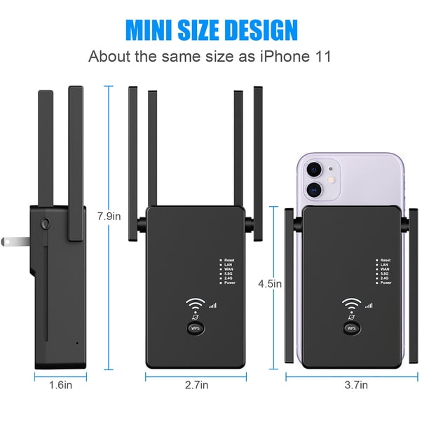 Extensor WiFi Enrutador de red Cobertura amplia WiFi Booster con 4 antenas externas