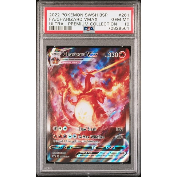 Collectible 2022 Pokemon Sword and Shield Black Star Promo Ultra Premium Collection Charizard Vmax #SWSH261 PSA 10