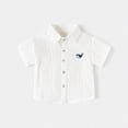 thumbnail image 2 of NIEWTR Boys Minimalist Solid Short Sleeve Button Down Shirt Collared Tops for Casual & Formal Events(White,7-8 Years), 2 of 9