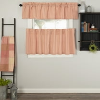 VHC Brands Sawyer Mill Red 3 PC Ticking Stripe Curtain Set (1 Valance 16x72 and 2 Tier 24x36)