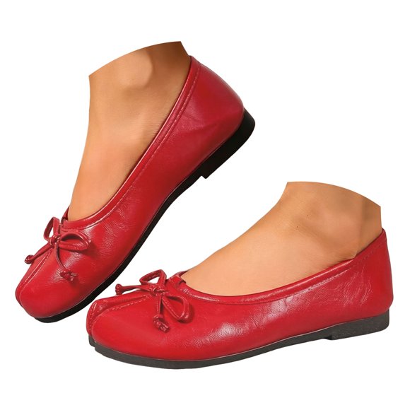 Dakaela Tabi Mary Jane Shoes Women Split Toe Wide Width Womens Flats Comfortable Casual Dressy Party School Work Dress Pumps Shoes Red,7.5