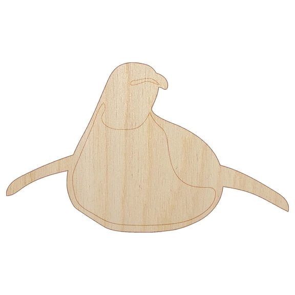 Cute Emperor Penguin Laying or Sliding on Belly Wood Shape Unfinished Piece Cutout Craft DIY Projects - 4.70 Inch Size - 1/8 Inch Thick