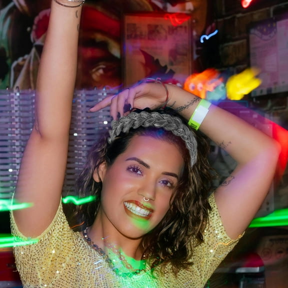 ADDHAT 1Pcs Braided Headband Grey High Temperature Fiber Adjustable For Women Daily Wear