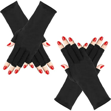 2 Pairs Anti UV Gloves Professional Gel Nail Gloves Fingerless Driving Gloves Sun Protection Gloves for Home Outdoor