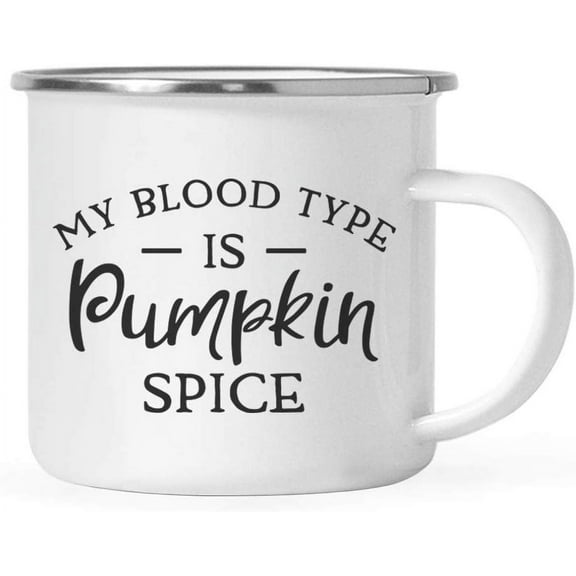 Koyal Wholesale Fall Autumn Season 11oz. Stainless Steel Campfire Coffee Mug Gift, My Blood Type is Pumpkin Spice, 1-Pk