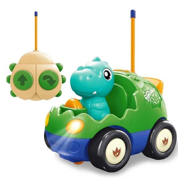FRESHE RC Car, Cartoon Dinosaur Remote Control Car, Cars Toys with LED Lights & Music, Toddler Toys for Ages 2-4,(Blue)