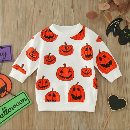 

BTJX Toddler Kids Baby Girls Boys Sweatshirt T Shirts Long Sleeve Crewneck Pullover Pumpkin Outwear Outfits