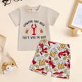 thumbnail image 3 of Toddler Baby Boy Clothes Funny Letter T Shirt Top Elastic Waist Pockets Shorts Set Country Outfit,Beige, 3 of 6