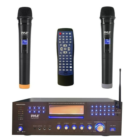 Pyle PWMA5000BA - Home Theater Preamplifier - Pro Audio Stereo Receiver System with Multimedia Disc Player, 2CH UHF Mic/MP3/USB Reader, AM/FM Radio (3000 Watt)